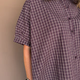 Oversized Plaid Button Down-Merlot