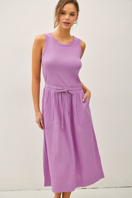Cotton Tank Midi Dress-Iris - Ana Patricia Boutique