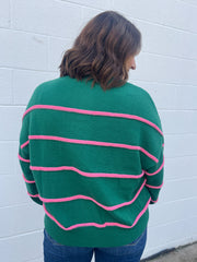 The Carol Sweater- Green/Pink