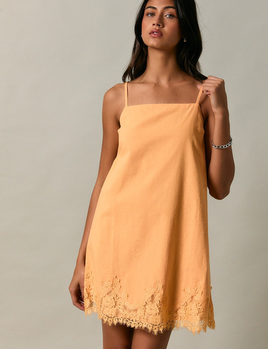 Lace Trim Shift Mini Dres- Orange - Ana Patricia Boutique