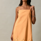 Lace Trim Shift Mini Dres- Orange - Ana Patricia Boutique