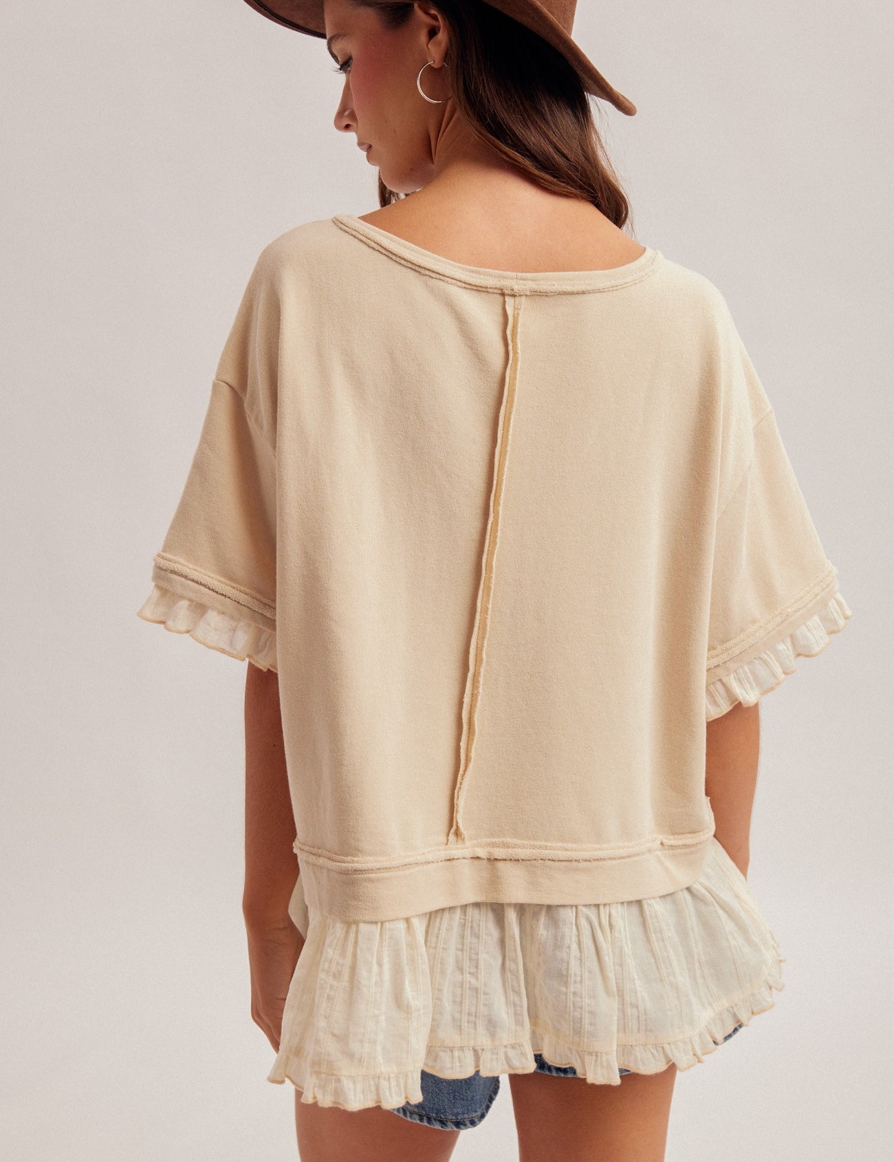 Ruffle Layer Top- Natural - Ana Patricia Boutique