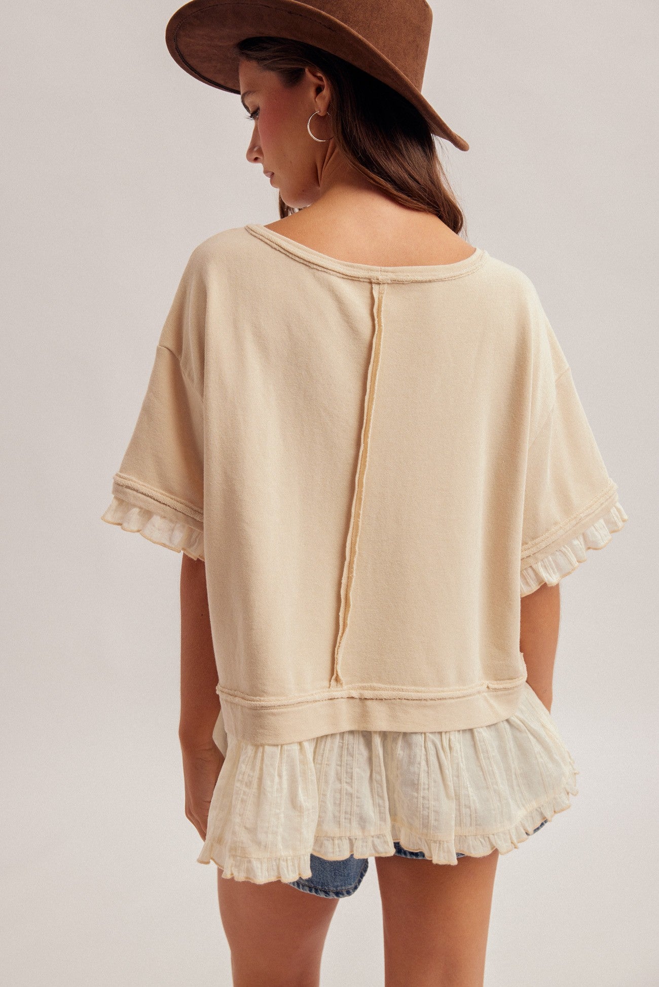 Ruffle Layer Top- Natural - Ana Patricia Boutique