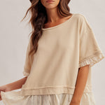 Ruffle Layer Top- Natural - Ana Patricia Boutique