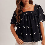 Daisy Square Neck Top-Black - Ana Patricia Boutique