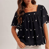 Daisy Square Neck Top-Black - Ana Patricia Boutique