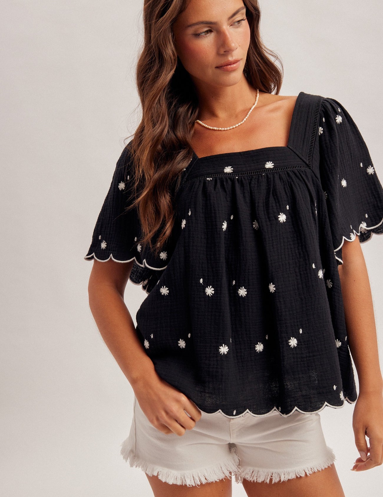 Daisy Square Neck Top-Black - Ana Patricia Boutique