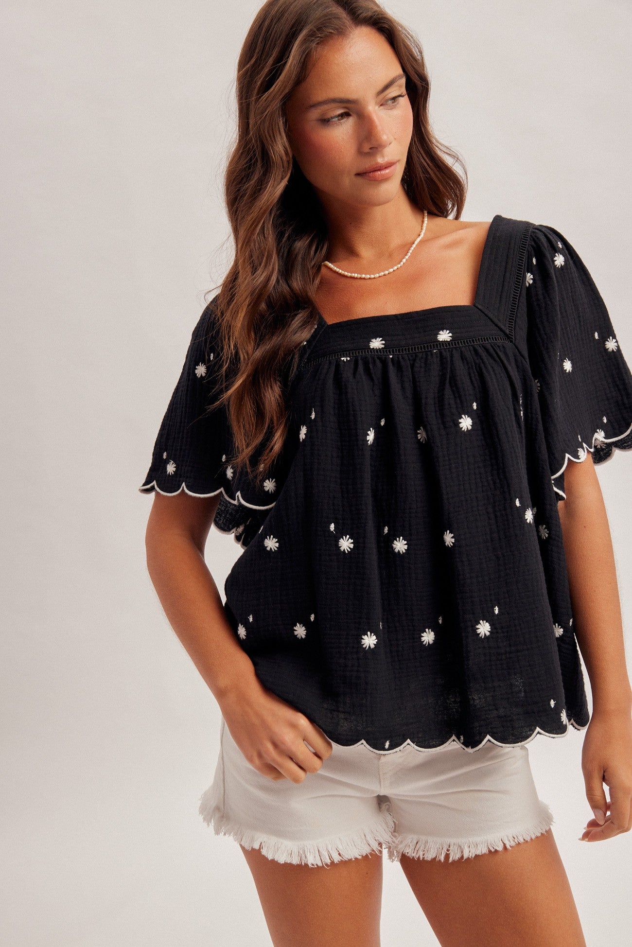 Daisy Square Neck Top-Black - Ana Patricia Boutique