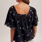 Daisy Square Neck Top-Black - Ana Patricia Boutique
