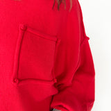 Oversized Front Pocket Sweater- Red