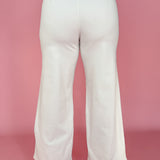 High Rise Ankle Wide Denim -Cream