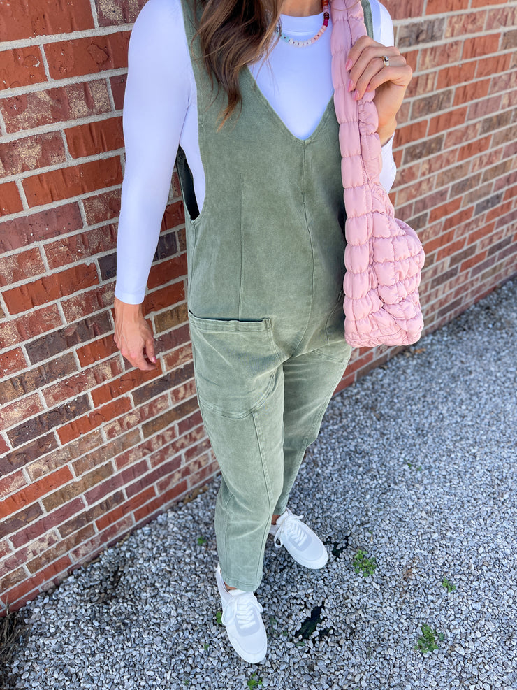 The Amara Overalls- Olive