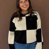 Checkered Sweater- Black/Alpaca