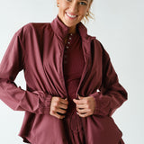 Peplum Windbreaker Jacket- Rosewood