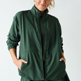 Peplum Windbreaker Jacket- Green