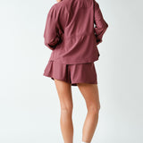 Peplum Windbreaker Jacket- Rosewood