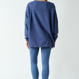 Classic Oversized Long Sleeve Top-Navy