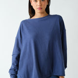 Classic Oversized Long Sleeve Top-Navy