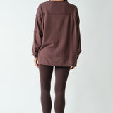 Classic Oversized Long Sleeve Top-Brown