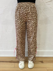 Bow Track Pants-Leopard