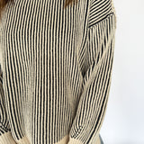 Two Tone Crewneck Sweater- Black