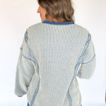 Oversized Waffleknit Pullover- Navy - Ana Patricia Boutique