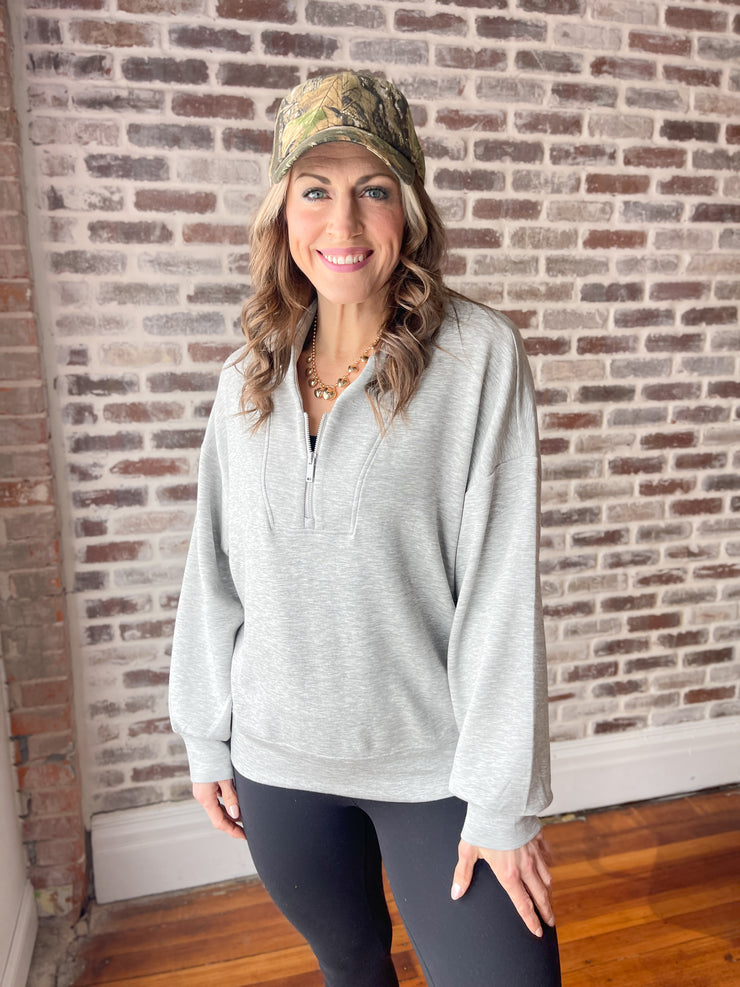 The Luxe Half Zip- H.Grey