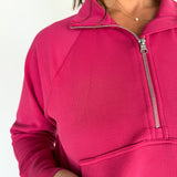 Luxe Ribbed 3/4 Zip-Pink - Ana Patricia Boutique