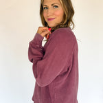 Washed Henley Top- Dk Cherry - Ana Patricia Boutique
