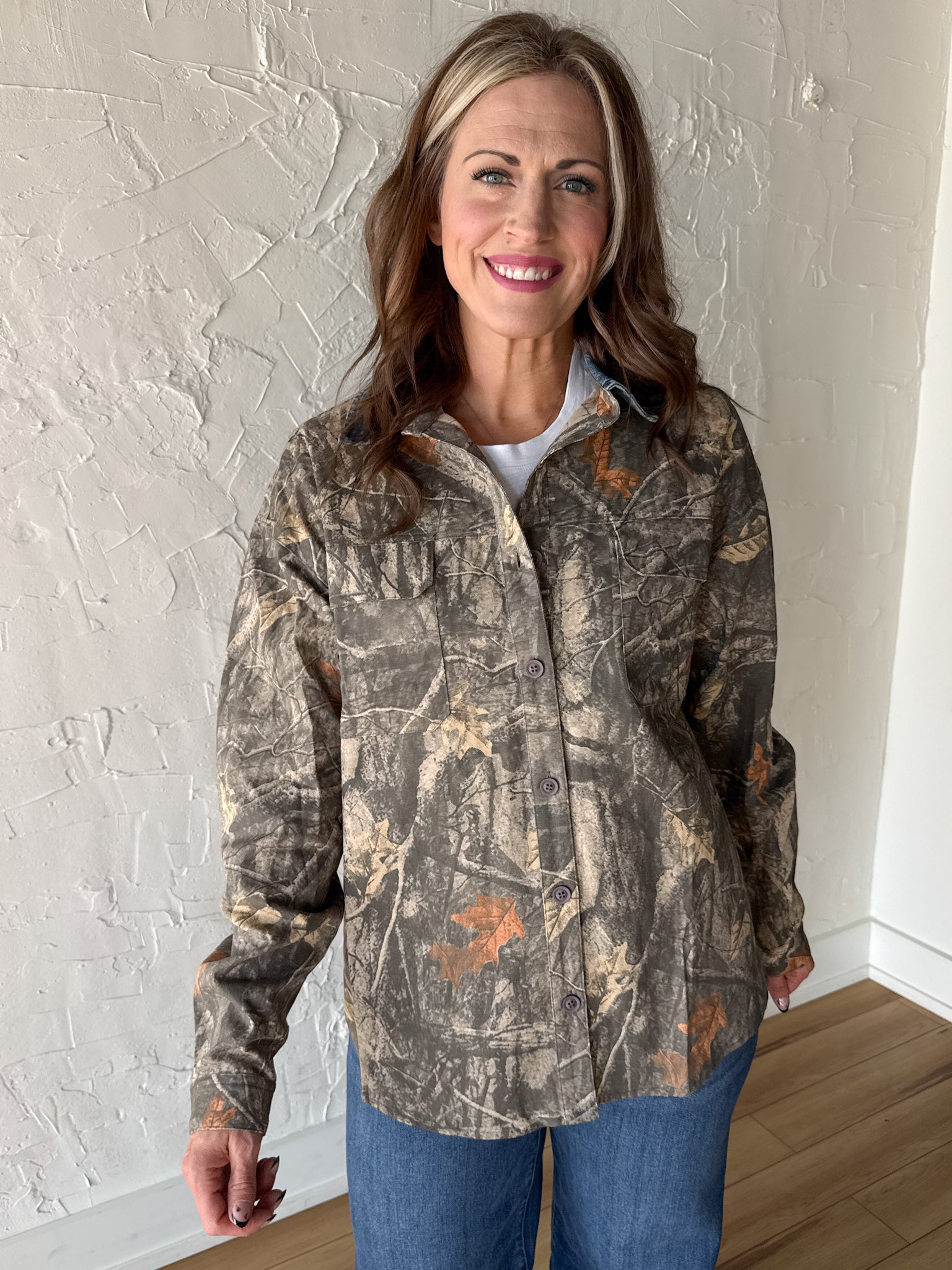 Denim Collar Camo Jacket - Ana Patricia Boutique