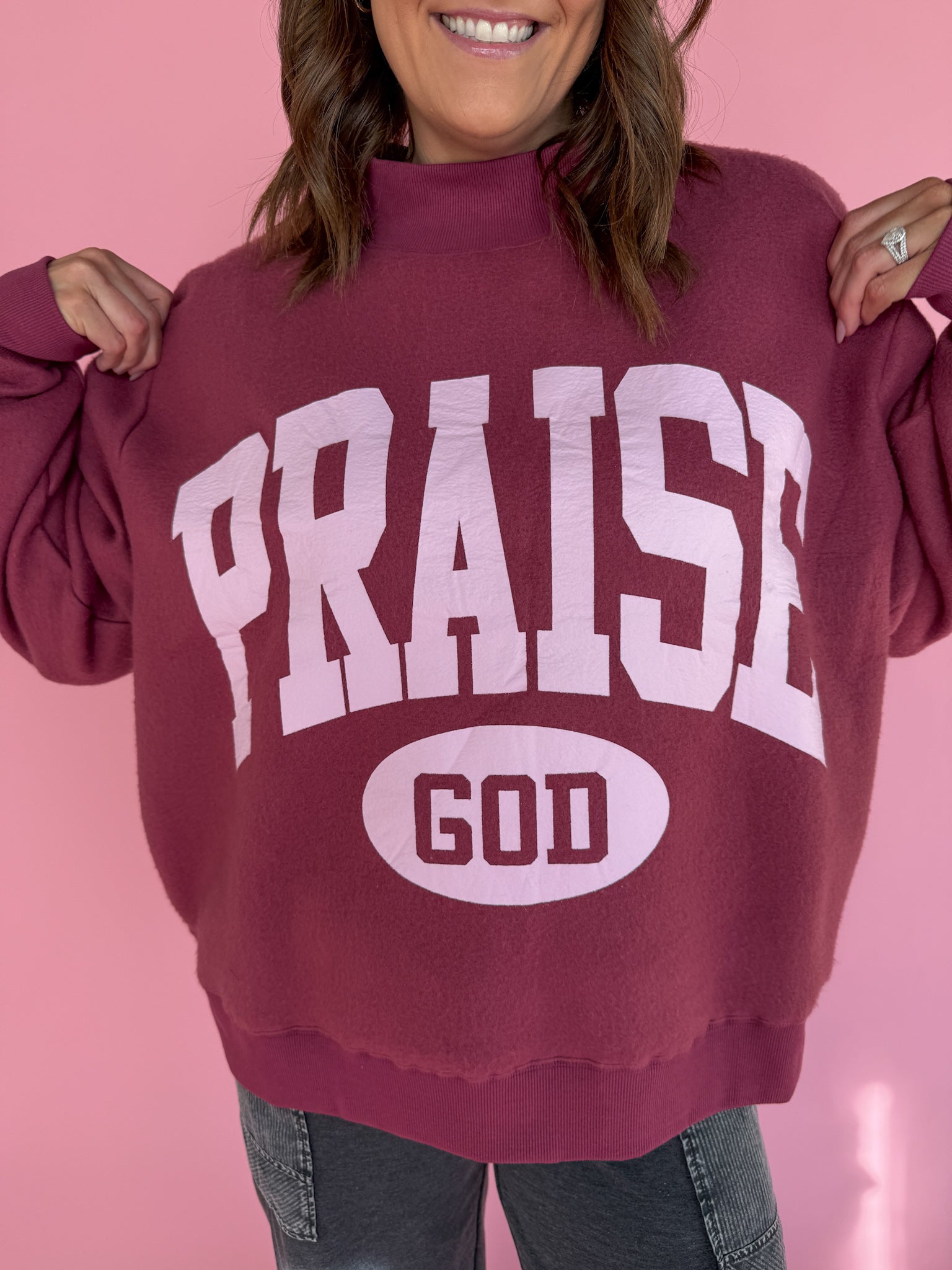 Praise God Reversible Mock Sweatshirt - Ana Patricia Boutique