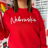 Nebraska 3D Crewneck- Red