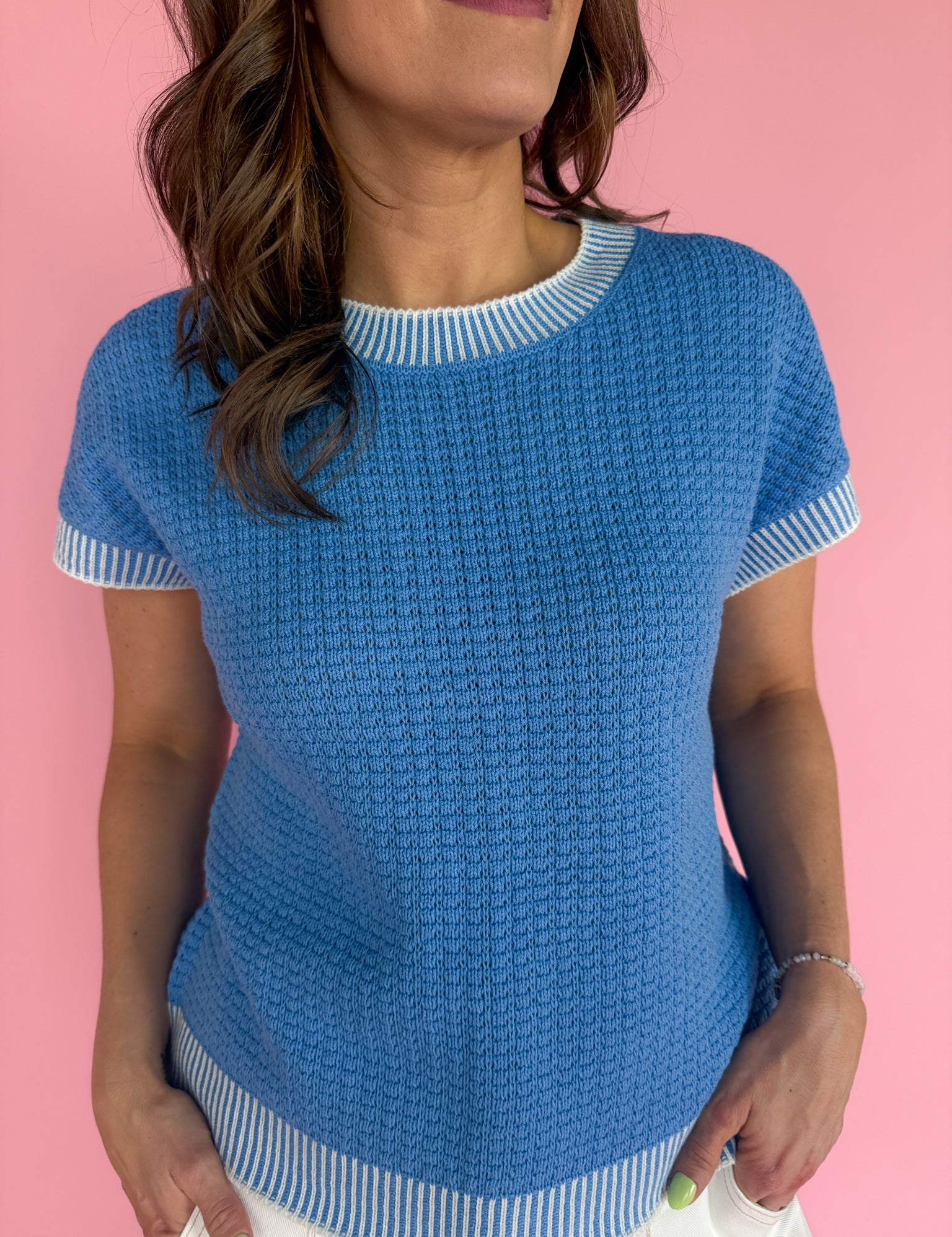 Summer Knit Top-Blue - Ana Patricia Boutique