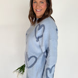Painted Heart Sweater- Blue
