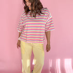 Oversized Stripe Tee- Yellow/Pink - Ana Patricia Boutique