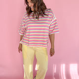 Oversized Stripe Tee- Yellow/Pink - Ana Patricia Boutique