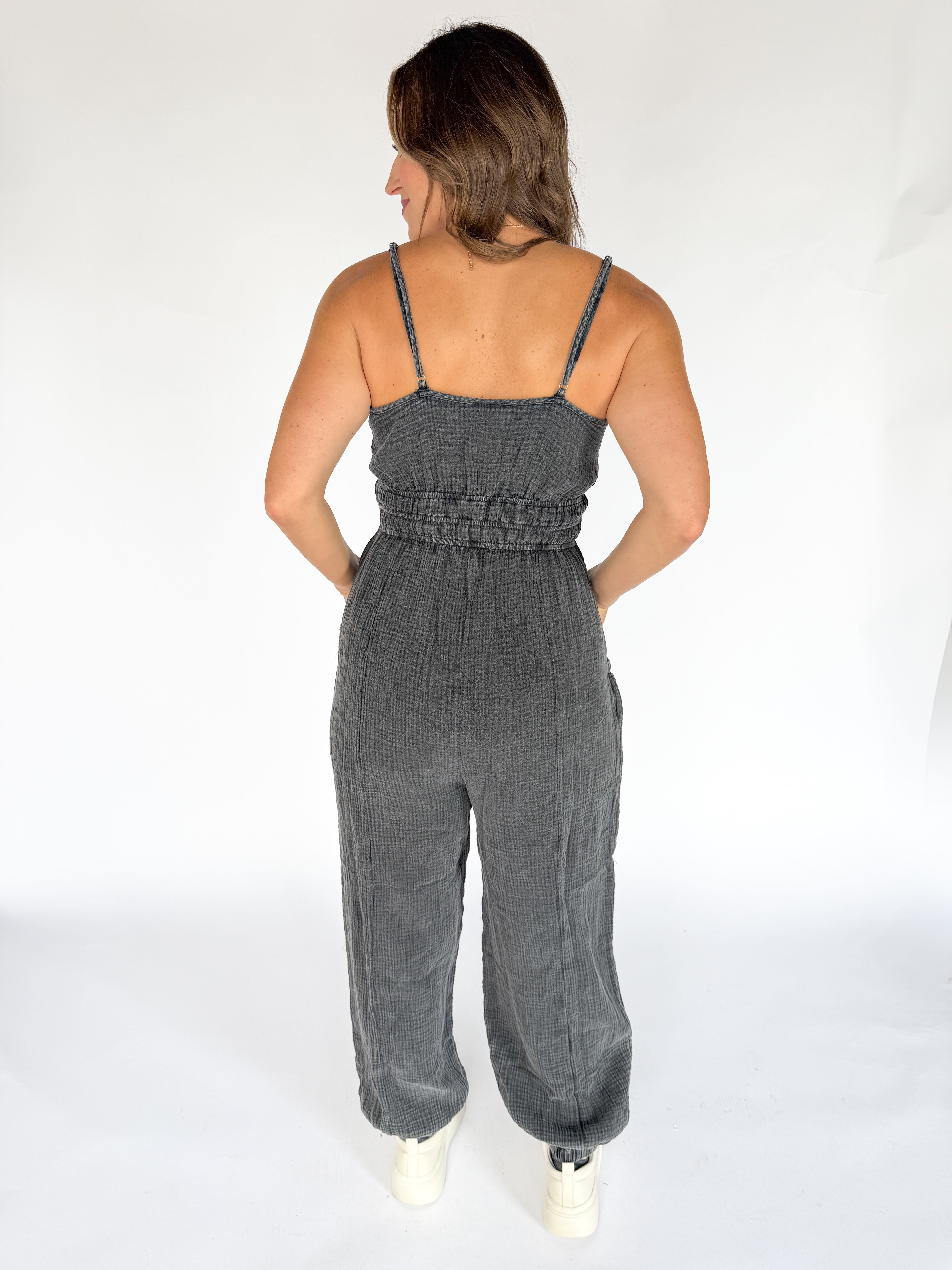 Mineral Wash Jumpsuit- Black - Ana Patricia Boutique