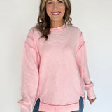 Double Ribbed Pullover- Pink - Ana Patricia Boutique