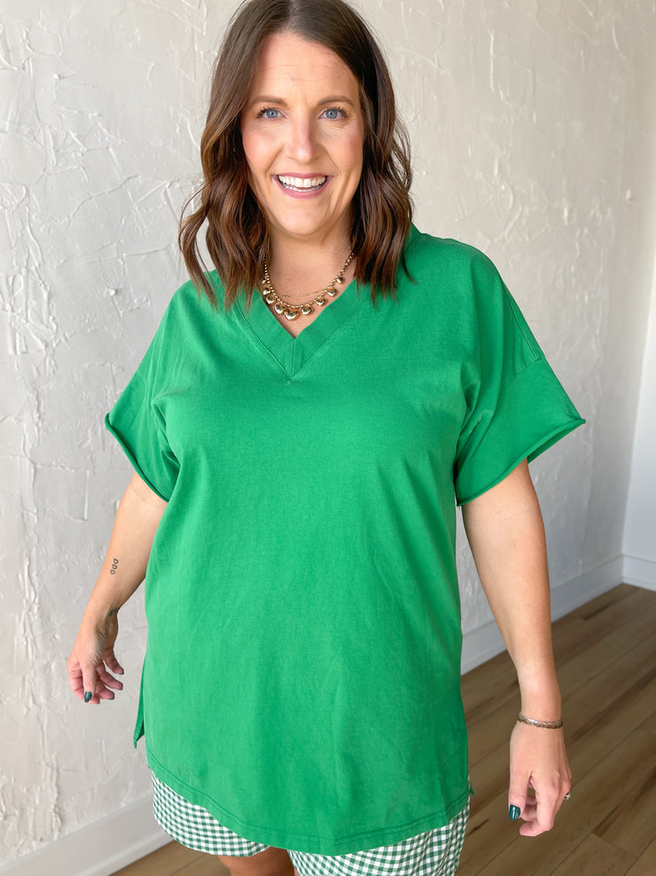 Oversized Mineral Wash Top- Green