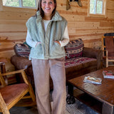 Oversized Sherpa Vest- Olive