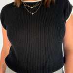Contrast Trim Sweater Top- Black - Ana Patricia Boutique