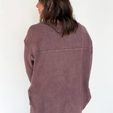 Mineral Wash Waffleknit Pullover- Cherry