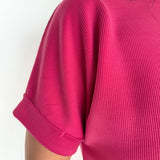 Luxe Ribbed Lounge Tee-Pink - Ana Patricia Boutique