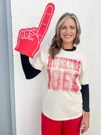 Nebraska Huskers Player Tee- Off White - Ana Patricia Boutique