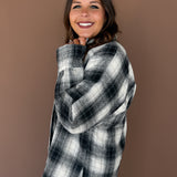 Plaid Flannel Button Up- Black