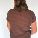 Button Down Cardigan Top- Brown - Ana Patricia Boutique