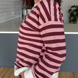 Color Contrast Pullover- Wine/Pink - Ana Patricia Boutique
