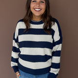 Thick Stripe Sweater- Navy
