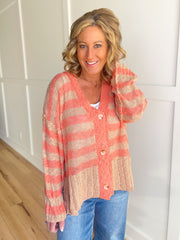 The Sis Oversized Cardigan-Taupe/Peach