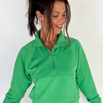 Luxe Ribbed 3/4 Zip-Green - Ana Patricia Boutique